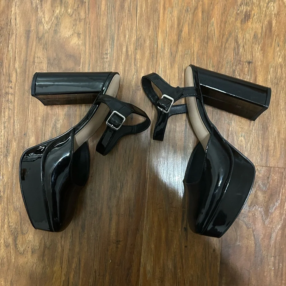 Platform Hells Black Block Heels Party Night Out Club Sexy Costume 90s Spice